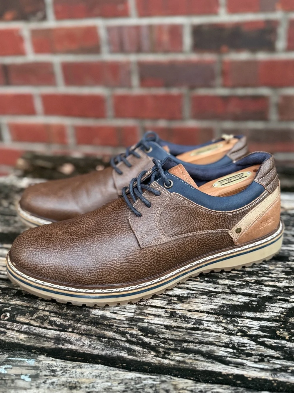 Freeman Jaxson Men’s Sz 9 Brown Casual Synthetic Leather Lace-Up Oxford Shoes P2